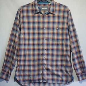 32 Bar‎ Blues checkered plaid 100% cotton long sleeve button-up men's shirt L